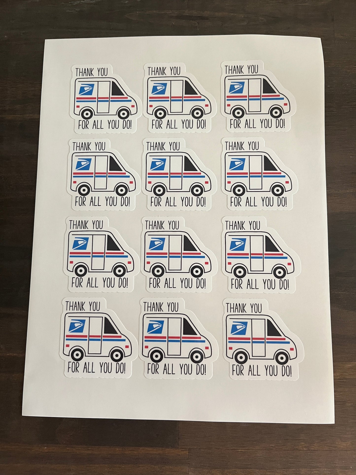 USPS mail truck Packaging Sticker Sheet Variety Pack